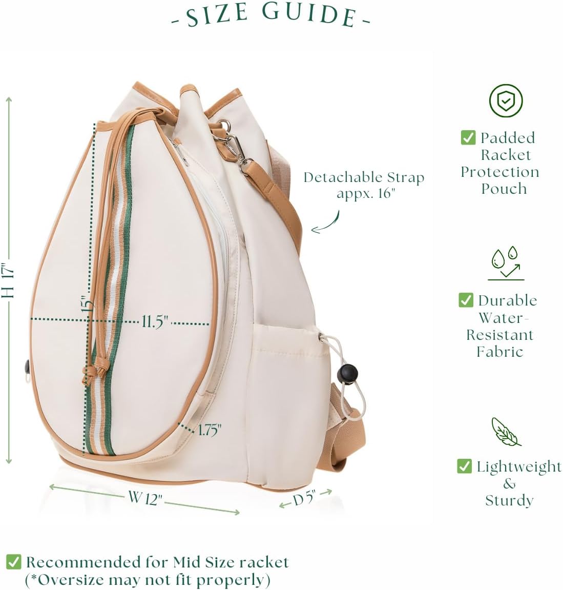 Tennis Bag Tennis Backpack for Women - Racket Pouch Case Pickleball, Badminton, Squash Sports Racquet Convertible Shoulder Tote Strap Stylish Design, Large Compartment Storage - Image 3