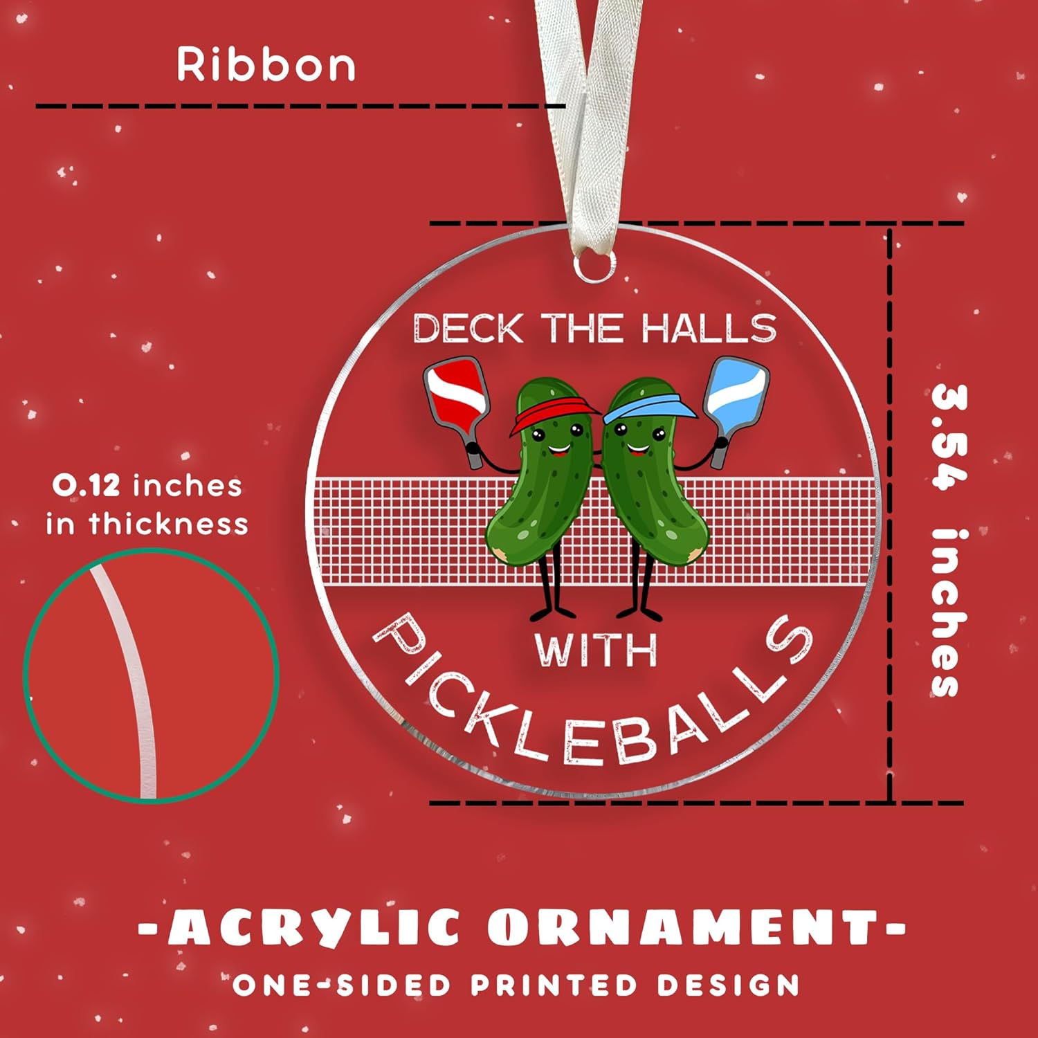 Pickleball Ornament - Pickleball Ornaments for Christmas Tree - Pickle Gifts for Women, Men - Acrylic Ornament 2024 - Image 3
