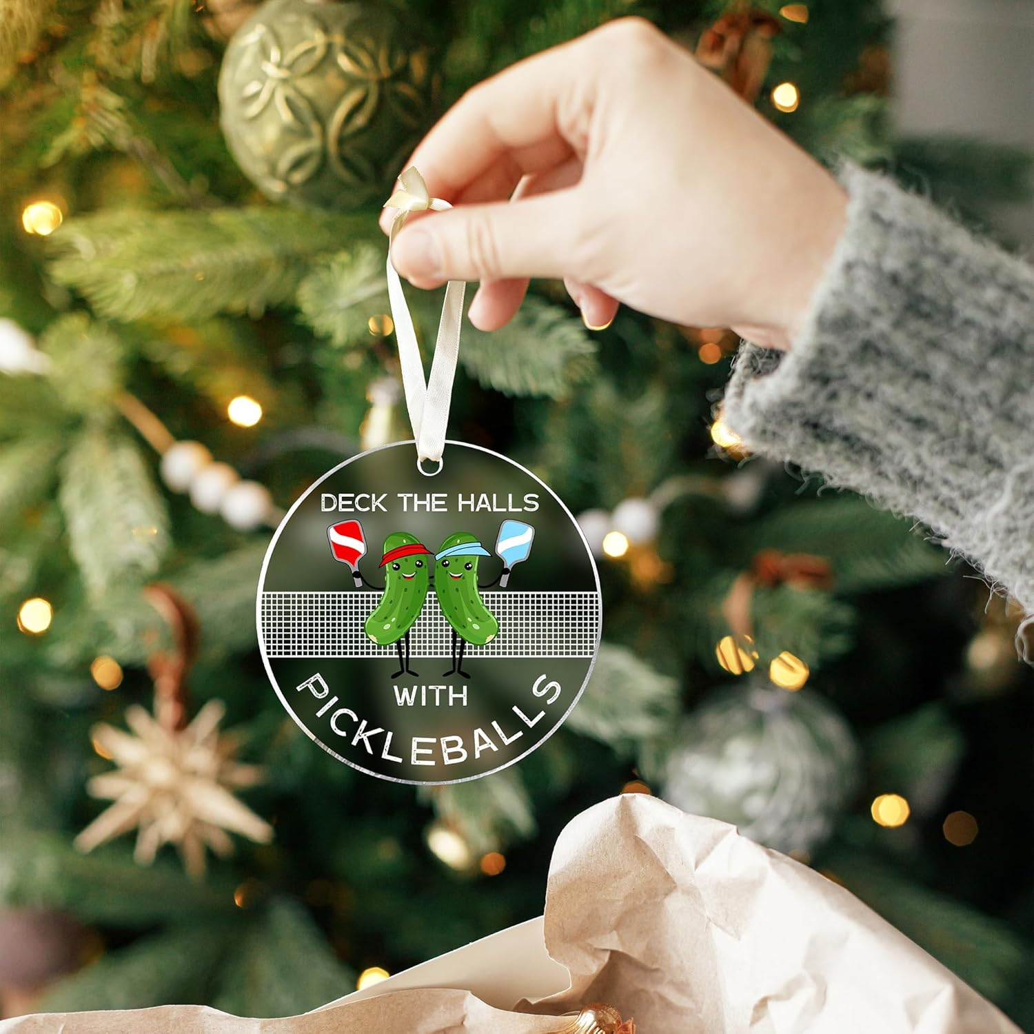 Pickleball Ornament - Pickleball Ornaments for Christmas Tree - Pickle Gifts for Women, Men - Acrylic Ornament 2024 - Image 5
